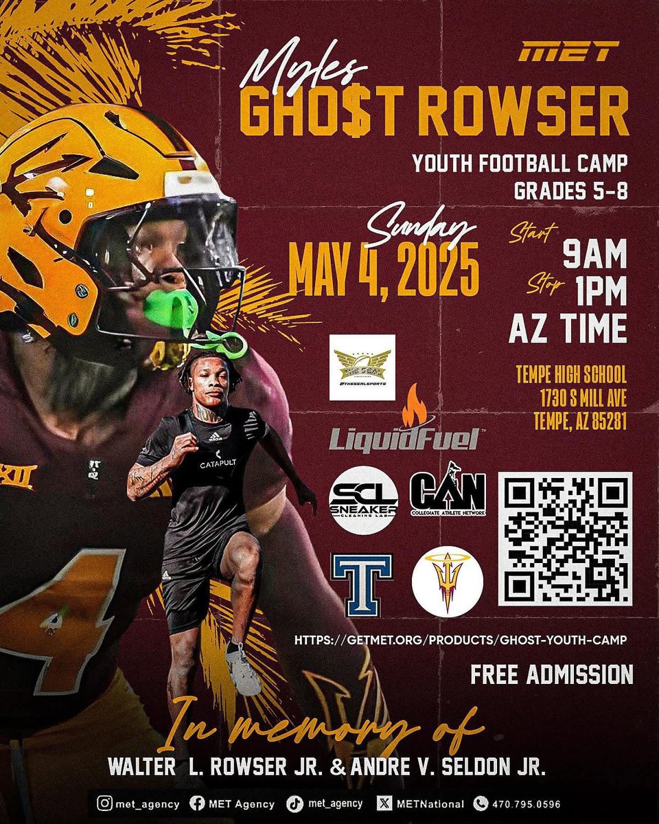 I just want to s/o <a href="/MylesRowser/">Gho$t</a> and his team for doing a FREE camp at Tempe High School this Sunday. A lot of camps out here charging kids way too much just to do the basics. <a href="/MylesRowser/">Gho$t</a> has a legit set up. I’m excited to see the turn out on Sunday. <a href="/KennyDillingham/">Coach Dillingham</a> really has