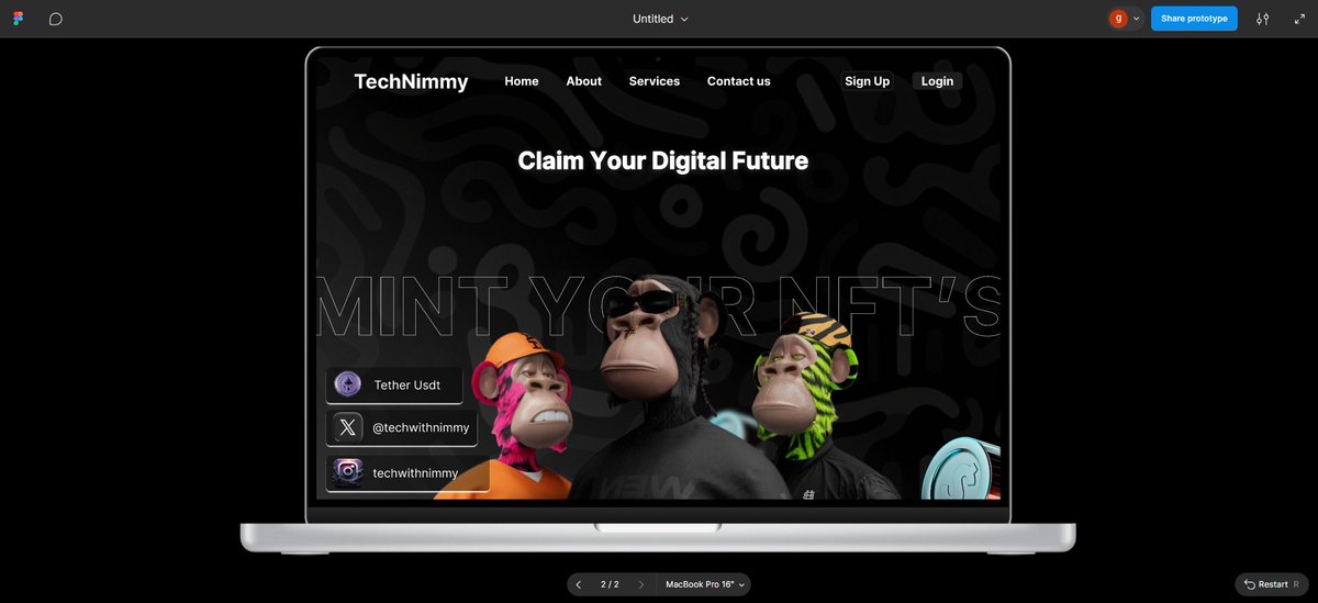 techwithnimmy's tweet image. 🚀 Just designed a landing page for an NFT startup — focusing on clean visuals, web3 vibes, and conversion-friendly UX.
Would love your thoughts & feedback! 👇
#NFTDesign #Web3Design #LandingPage #UIDesign
#CryptoDesign #FigmaDesign #ProductDesign #DesignInProgress