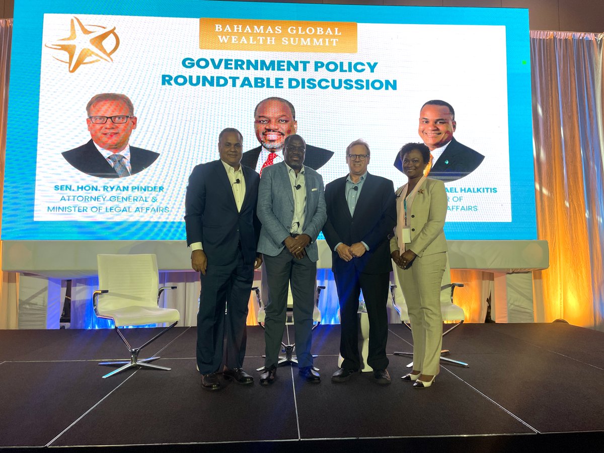 Attorney General Sen. Hon. L. Ryan Pinder KC, and Minister of Economic Affairs Michael Halkitis joined industry leaders at Baha Mar for a government policy roundtable focused on strengthening The Bahamas' financial services sector.