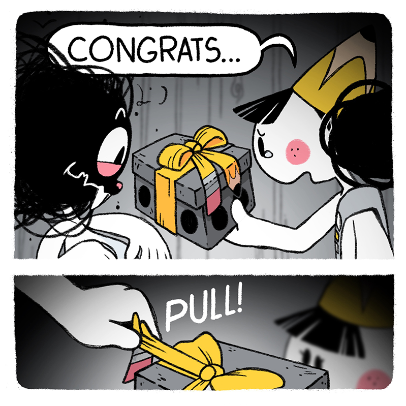 Look at this cute li'l present in today's comic update! Wonder what's inside?! 🦮