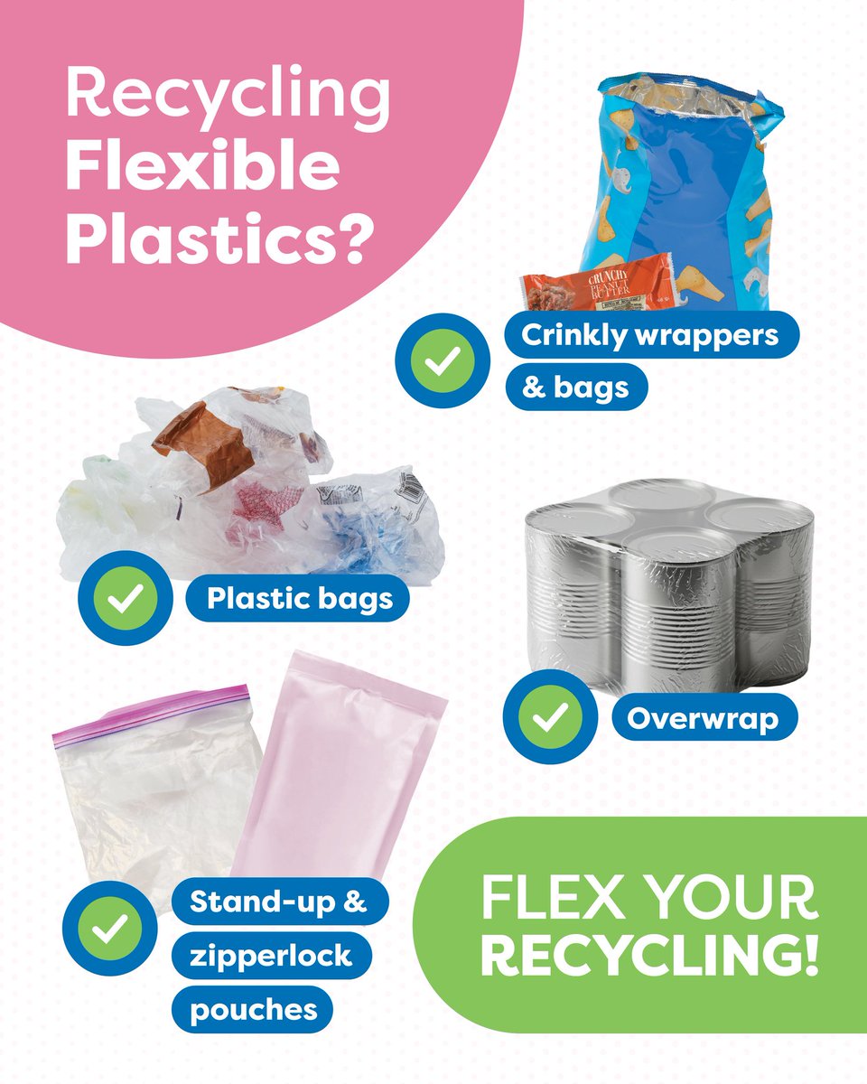 Recycling Flexible Plastics?

✅ Plastic Bags &amp; Overwrap – Plastic net bags, bread bags &amp; packaging 🛍
✅ Crinkly Wrappers – Chip bags, candy wrappers &amp; snack packs 
✅ Zipper-Lock Pouches – Stand-up pouches &amp; resealable bags

Learn more: SKRecycles.ca/how-do-i-recyc…