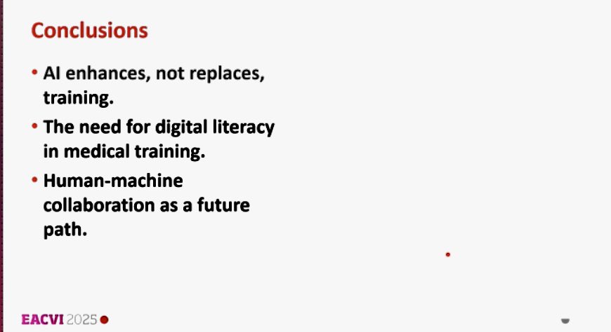 Sharon Mulvagh MD FRCPC FASE FACC (@heartdocsharon) on Twitter photo 🔑messages from <a href="/EACVIPresident/">EACVI President</a> #CSEcho2025
✅ #AI can be readily used for simulator training
✅#AI has potential to train, streamline workflow & improve efficiency of patient care
Issues to overcome:
😵TRUSTING the data
❎Generating reports
❎Guidelines/Standardization 🔑messages from <a href="/EACVIPresident/">EACVI President</a> #CSEcho2025
✅ #AI can be readily used for simulator training
✅#AI has potential to train, streamline workflow & improve efficiency of patient care
Issues to overcome:
😵TRUSTING the data
❎Generating reports
❎Guidelines/Standardization