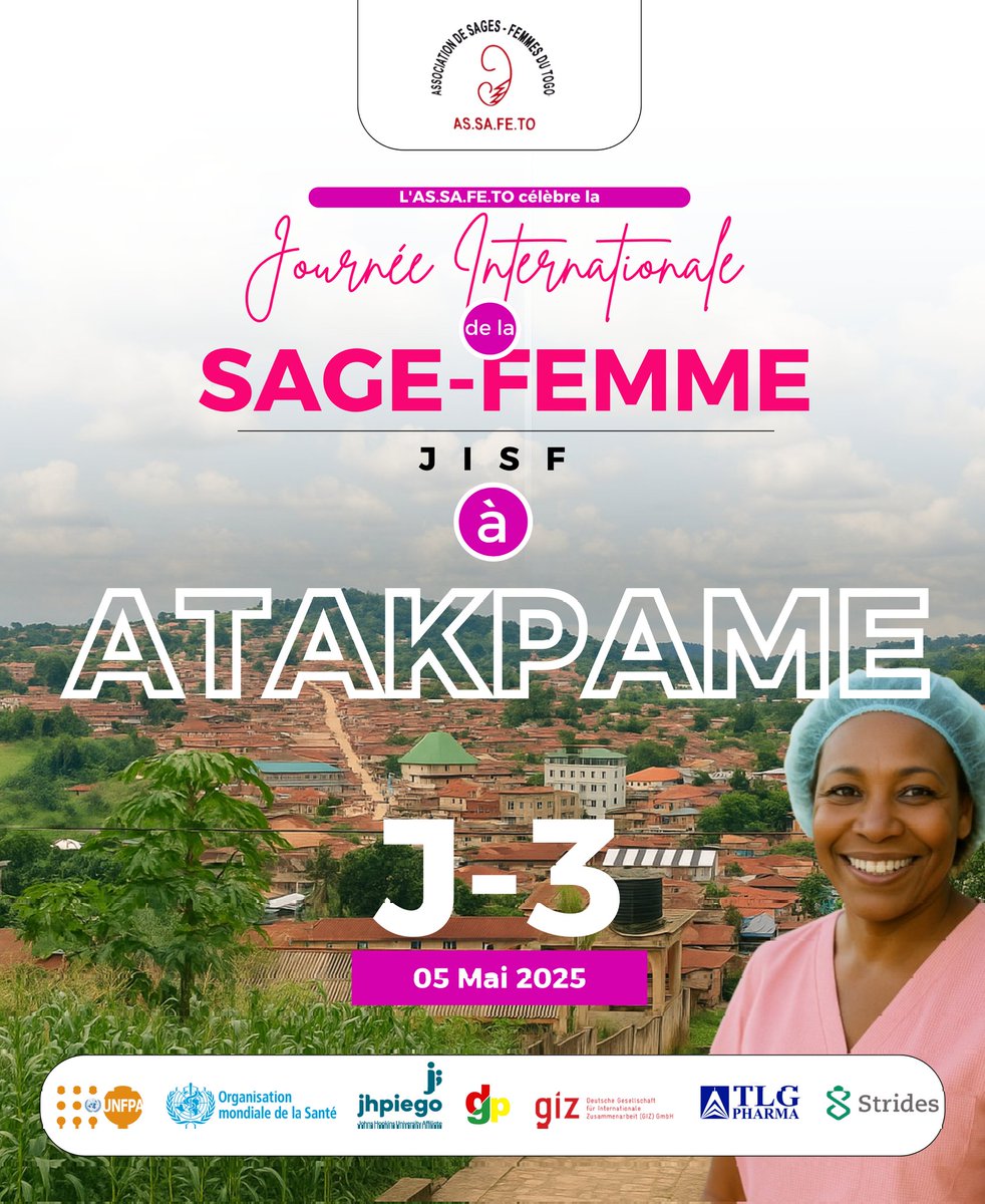 J-3
📍Atakpamé, la ville aux sept collines accueille cette édition
Le rendez-vous est pris 

#5mai #sagefemme #jisf #aempotogo #aempolome