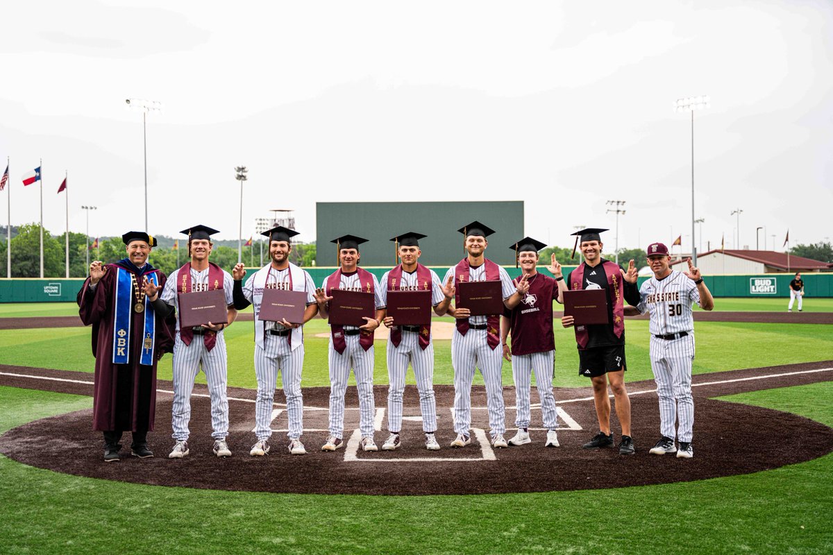 TxStateBaseball's tweet photo. Congrats to our 2025 graduates!

#EatEmUp #SlamMarcos https://t.co/CHOi6jhx98