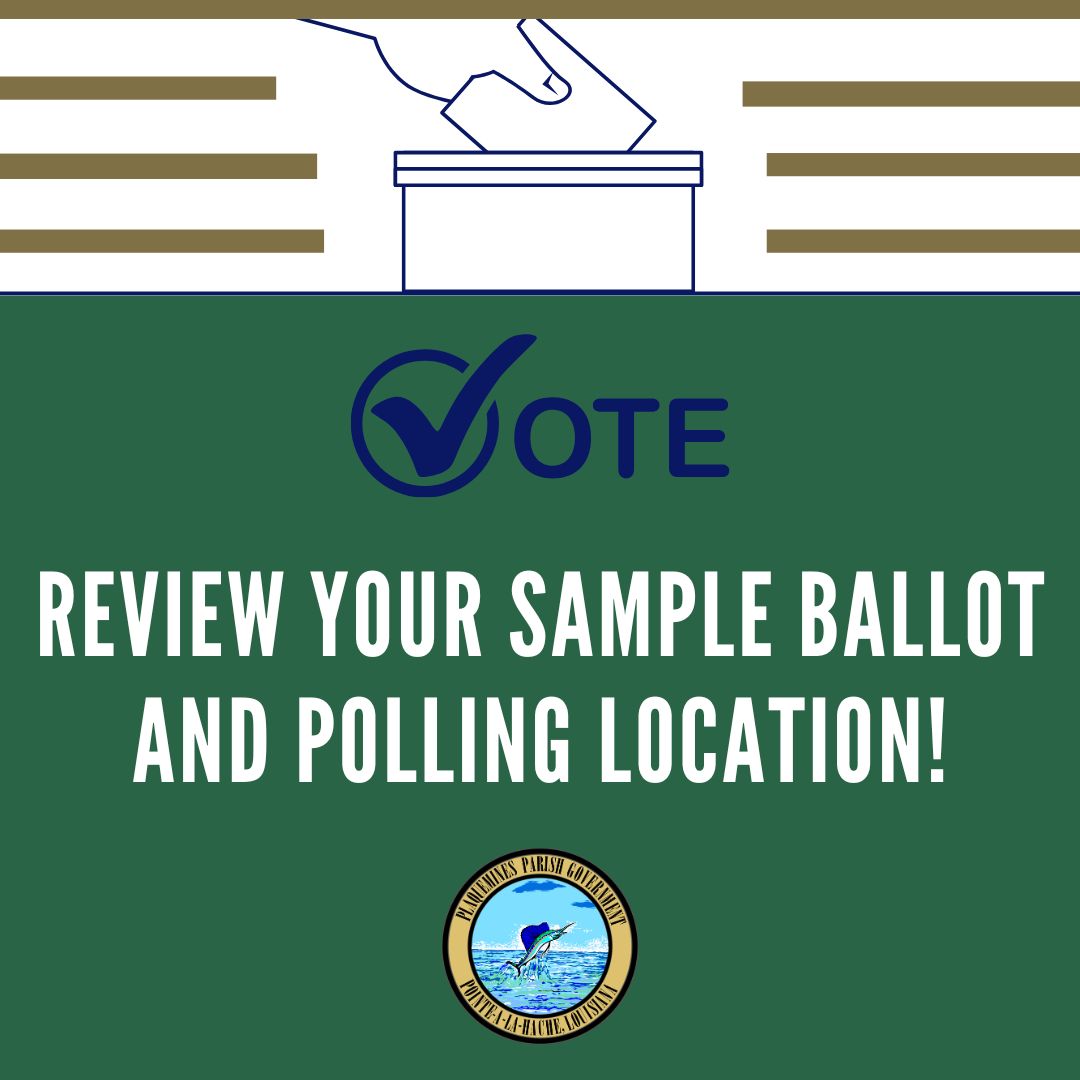 Plaquemines Parish (@plaqgov) on Twitter photo Need to review what's on the ballot in Plaquemines Parish before the election tomorrow, Saturday, May 3rd?
Review a sample ballot and your polling location here: sos.la.gov/ElectionsAndVo… Need to review what's on the ballot in Plaquemines Parish before the election tomorrow, Saturday, May 3rd?
Review a sample ballot and your polling location here: sos.la.gov/ElectionsAndVo…