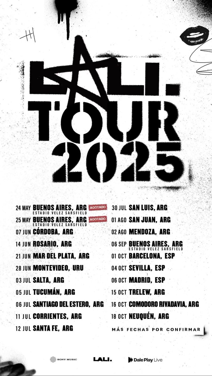 fedeebongiorno's tweet photo. 🎫 Lali anunció su nueva gira 2025

Más fechas próximamente https://t.co/ks5Hi1QcMQ