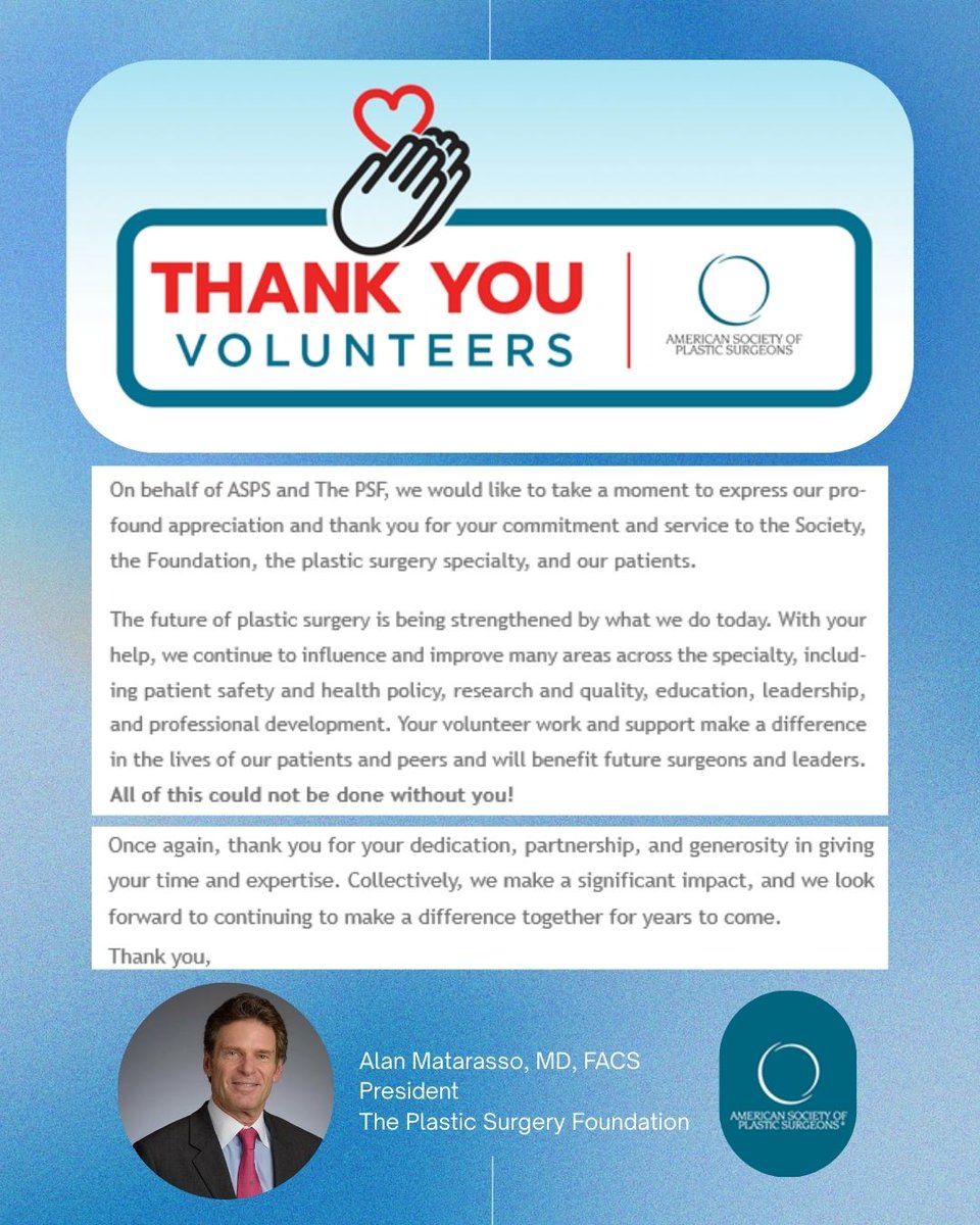 Thanks to all of our friends and colleagues who make organized plastic surgery the wonderful specialty that we are and enhance our ability to care for our patients.
#PlasticSurgeonMatarasso #plasticsurgery #psfpresident #asps