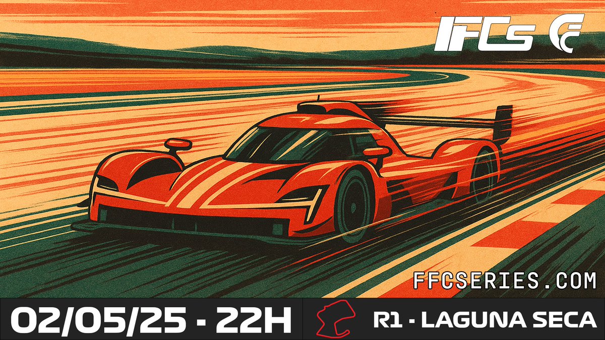#IFCS |  🏁 Y LLEGÓ EL DÍA!!

🇺🇸 ¡¡Hoy primera carrera en Laguna Seca, la cual promete emociones fuertes con los GTP!!

🎙️ Te contarán todo lo que sucede <a href="/cocoloco300/">cocoloco29</a> y <a href="/WSharperduke/">TCC Duke</a> en nuestro twitch.

📺 twitch.tv/ffcseries