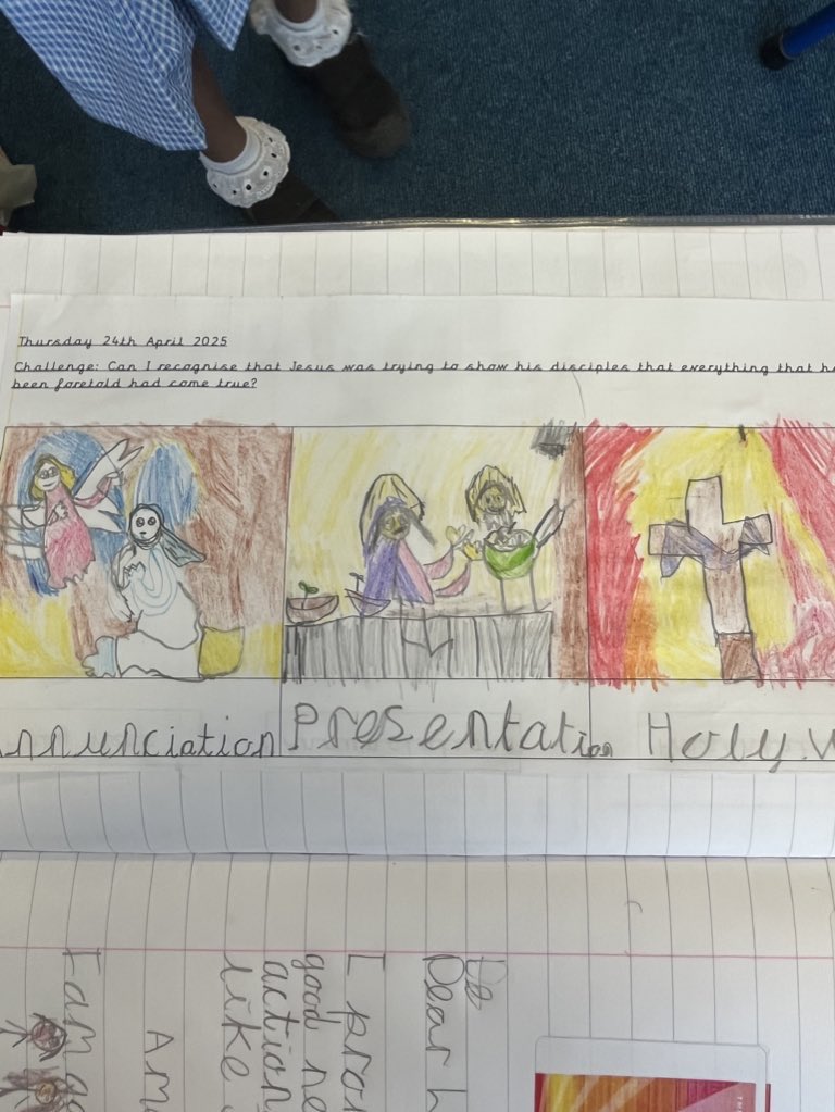 HolySpiritWA9's tweet photo. Mrs Martin has been blown away with this fantastic artwork by Year 1. It showed their understanding of everything that had been foretold by the Old Testament had come true. #ToKnowYouMoreClearly https://t.co/5XJ1be5Lr6