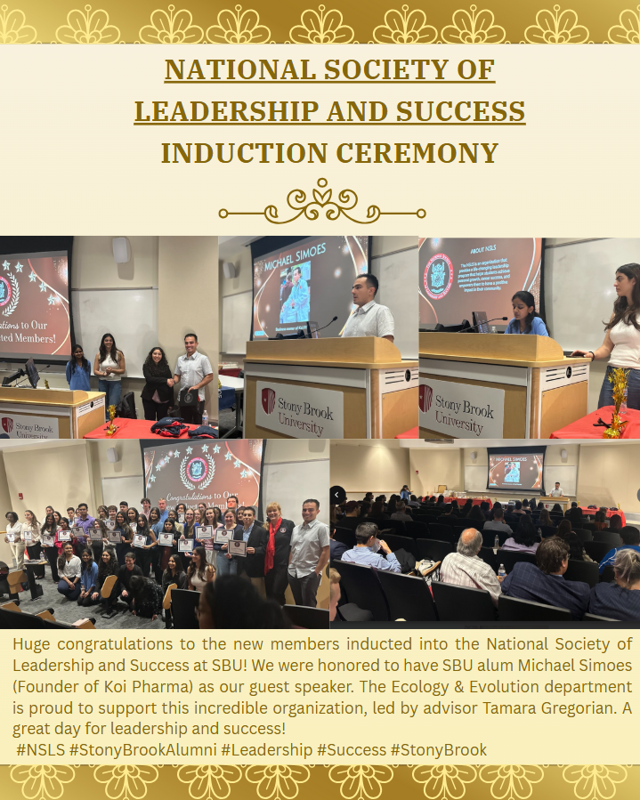 We’re proud to celebrate this milestone in leadership, with special thanks to guest speaker Michael Simoes (SBU alum &amp; Koi Pharma founder) and the support of the Ecology &amp; Evolution department. Shoutout to advisor Tamara Gregorian for guiding such an inspiring event! 💼🎓
#NSLS