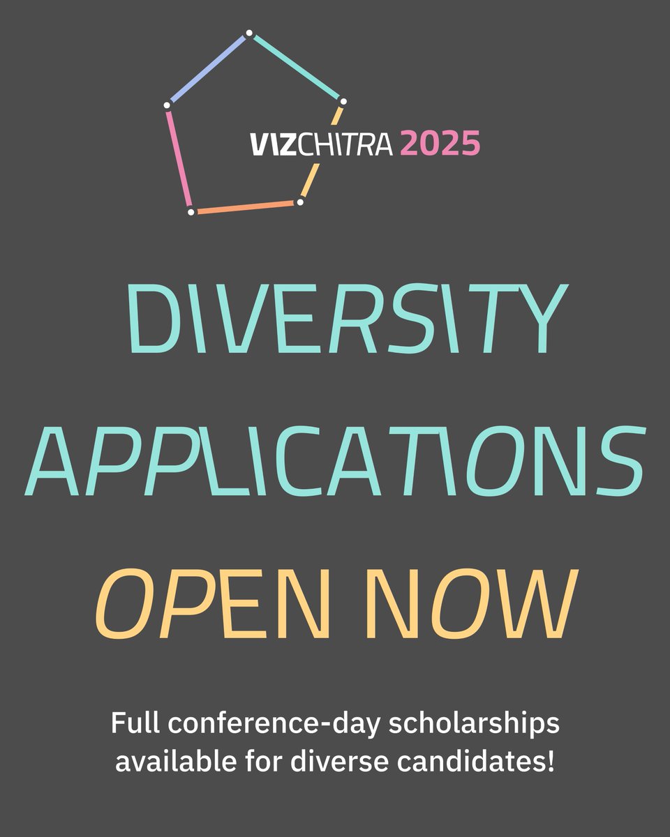 What stories get told depends on who’s in the room.

At VizChitra 2025, we want a room full of voices from across backgrounds, geographies, and disciplines. That’s why we’re offering 25 full diversity scholarships to attend. 📊

📝 Apply: tinyurl.com/VizChitraschol…