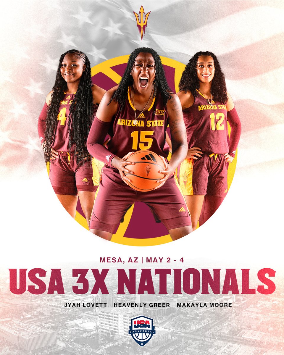Sun Devil WBB (@sundevilwbb) on Twitter photo Good luck to Heav, Jyah and Makayla as they compete at the <a href="/usab3x3/">USA Basketball 3x3</a> Nationals this weekend!
#ForksUp /// #3XNationals Good luck to Heav, Jyah and Makayla as they compete at the <a href="/usab3x3/">USA Basketball 3x3</a> Nationals this weekend!
#ForksUp /// #3XNationals