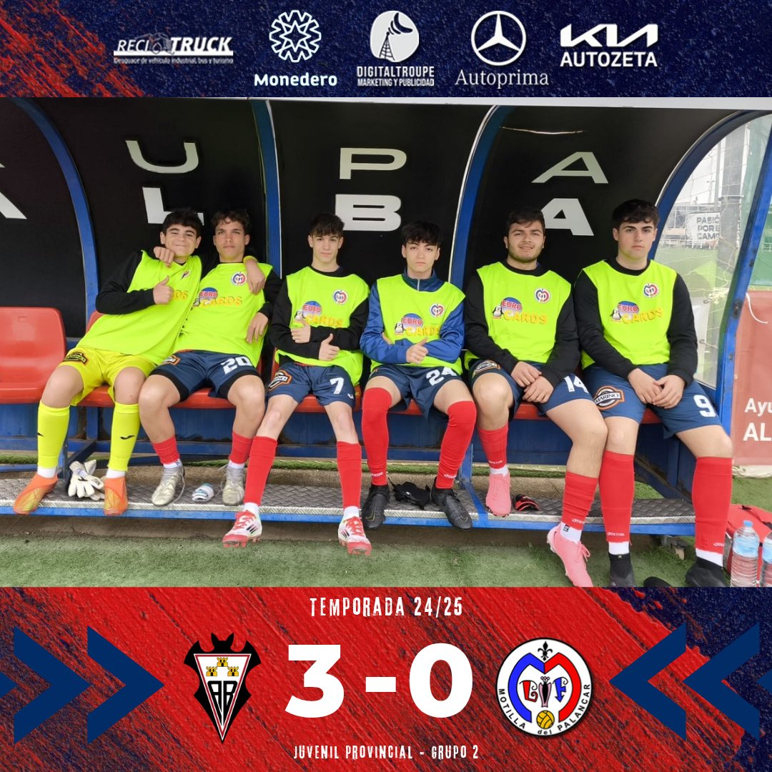 Derrota de nuestros juveniles 😔

Partido muy complicado fuera de casa ante el Líder y campeón de la competición en el que nuestros rivales demostraron por qué son los campeones.

🆚Albacete Balompié C 3️⃣
✅Motilla CF 0️⃣

¡VAMOS MOTILLA CF! 💪⚽

#MotillaCf #MotilladelPalancar