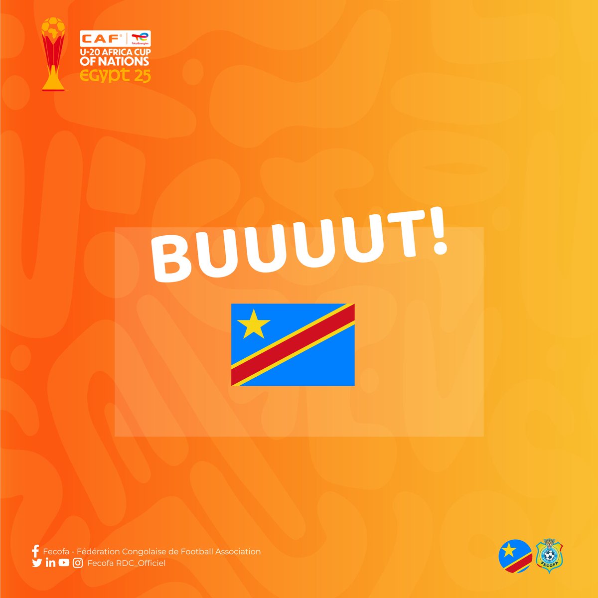 FecofaRdc's tweet photo. ⚽ GOAAAL !

Nos Léopards U20 🐆 frappent les premiers face au Ghana 🇬🇭 !

But signé SAMUEL NTANDA

#LeopardsU20 #Team243 #BendeleEkweyaTe #AllezYLesLeopards #RDCGHA #GroupeC #AFCONU20 #Egypte2025 https://t.co/rXUzKiODHN
