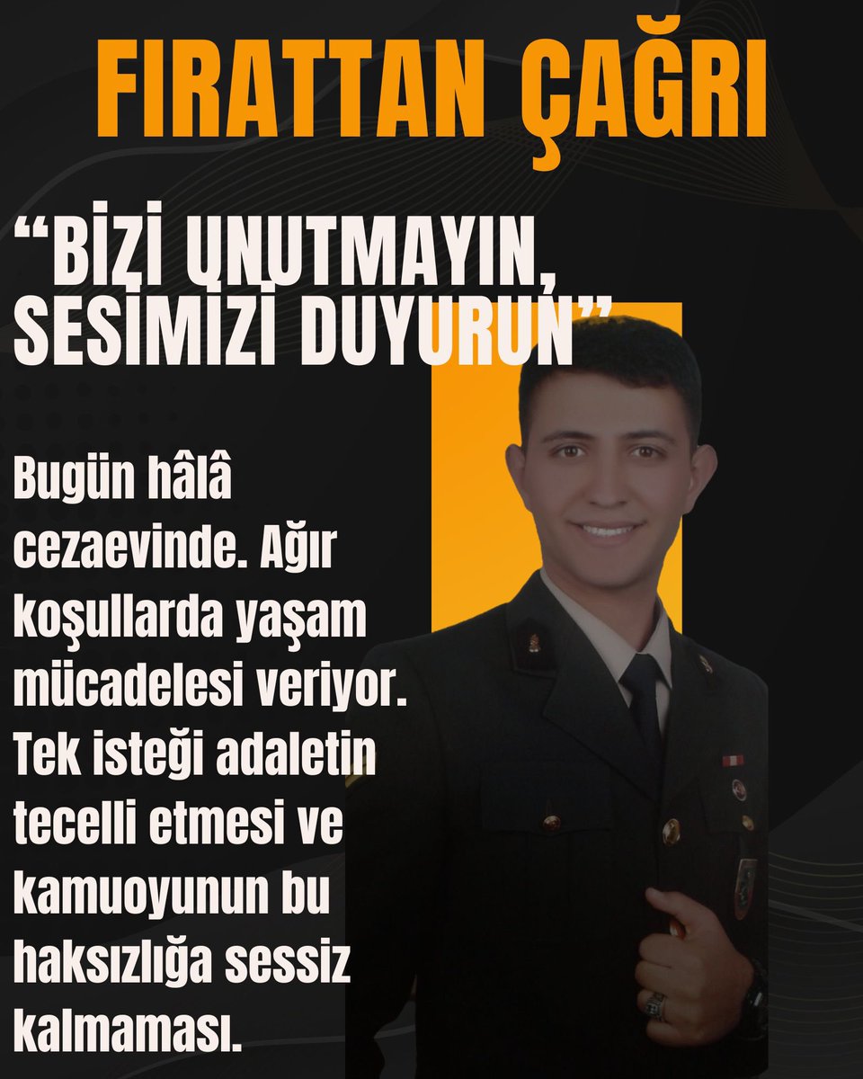 FIRATTAN ÇAĞRI

“BİZİ UNUTMAYIN SESIMIZI DUYURUN

Bugün hâlâ cezaevinde. Ağır koşullarda yaşam mücadelesi veriyor. Tek isteği adaletin tecelli etmesi ve kamuoyunun bu haksızlığa sessiz kalmaması.

Öğrencilere MüebbetveHücre