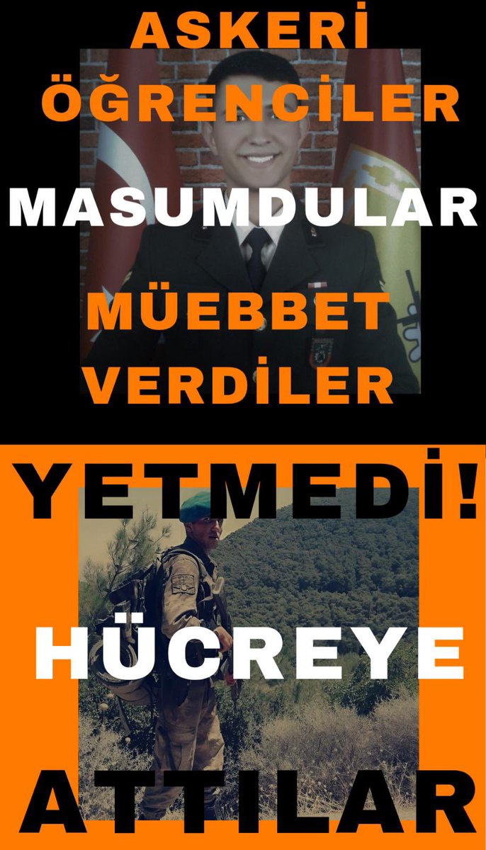 Bu, sadece bir ceza değil, bir soykırımdır! 

🗣️ Öğrencilere MüebbetveHücre

Suçsuz yere yıllarca hapis yatmak, bir insanın ruhunu öldürmek demektir! 

Askeri öğrencilerin hayatları, bu karanlık sistemin acımasız kurbanları! 

Bu adaletsizliğe son verilmeli ve hesap sorulmalıdır!
