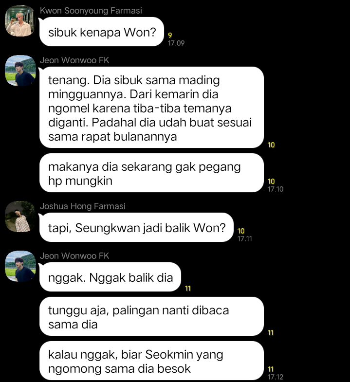 - Verkwan Soonhoon Minwon Seoksoo Junhao Jeongcheol Few tweets au!
From Geng Gamiz Universe