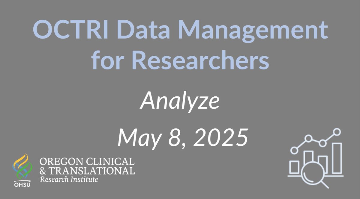 OCTRI: Oregon's CTSA (@ohsuoctri) on Twitter photo Check out the next seminar in OCTRI's *NEW* Data Management for Researchers series. Join OCTRI on May 8 for all things data analysis. Details on the OCTRI event page: bit.ly/42776b3 Register in Compass. #CTSAProgram
<a href="/OHSUNews/">OHSU News</a> <a href="/OHSUSOM/">OHSU School of Medicine</a> <a href="/OHSUNursing/">OHSU Nursing</a> <a href="/OHSUdentistry/">OHSU SoDentistry</a> Check out the next seminar in OCTRI's *NEW* Data Management for Researchers series. Join OCTRI on May 8 for all things data analysis. Details on the OCTRI event page: bit.ly/42776b3 Register in Compass. #CTSAProgram
<a href="/OHSUNews/">OHSU News</a> <a href="/OHSUSOM/">OHSU School of Medicine</a> <a href="/OHSUNursing/">OHSU Nursing</a> <a href="/OHSUdentistry/">OHSU SoDentistry</a>