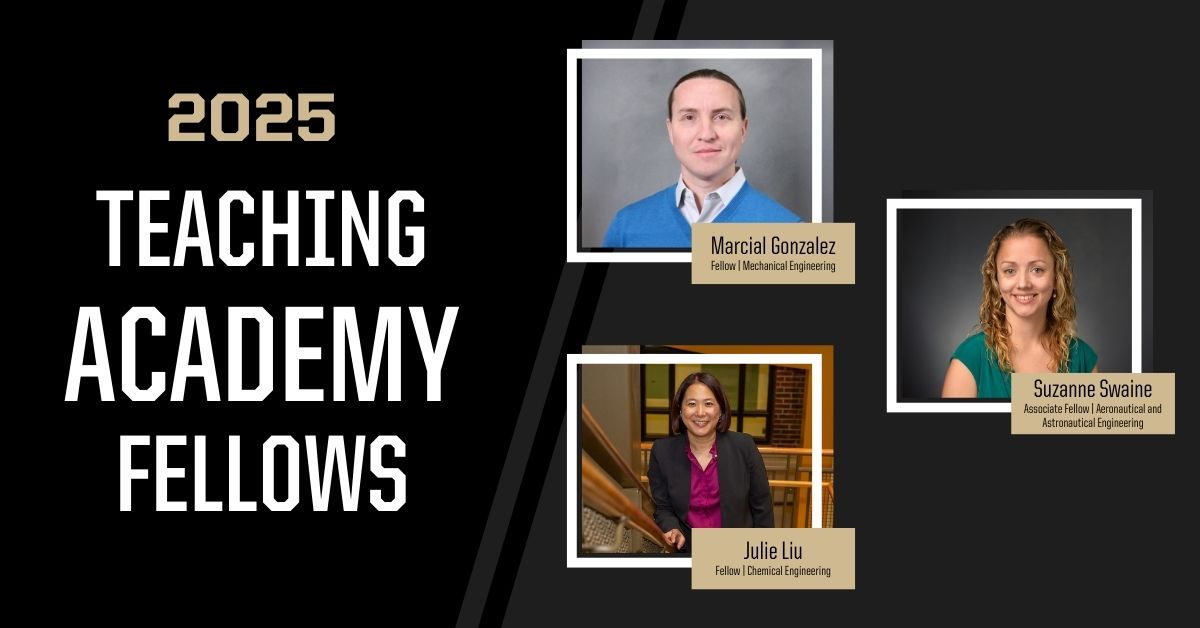 Purdue Engineering (@purdueengineers) on Twitter photo For distinguishing themselves in teaching, <a href="/PurdueME/">Purdue Mechanical Engineering</a>'s Marcial Gonzalez and <a href="/PurdueChemE/">Purdue Chemical Engineering</a>'s Julie Liu have been named Purdue Teaching Academy fellows, while <a href="/PurdueAeroAstro/">PurdueAeroAstro</a>'s Suzanne Swaine has been named an associate fellow!
The full list: bit.ly/4lORvGi For distinguishing themselves in teaching, <a href="/PurdueME/">Purdue Mechanical Engineering</a>'s Marcial Gonzalez and <a href="/PurdueChemE/">Purdue Chemical Engineering</a>'s Julie Liu have been named Purdue Teaching Academy fellows, while <a href="/PurdueAeroAstro/">PurdueAeroAstro</a>'s Suzanne Swaine has been named an associate fellow!
The full list: bit.ly/4lORvGi