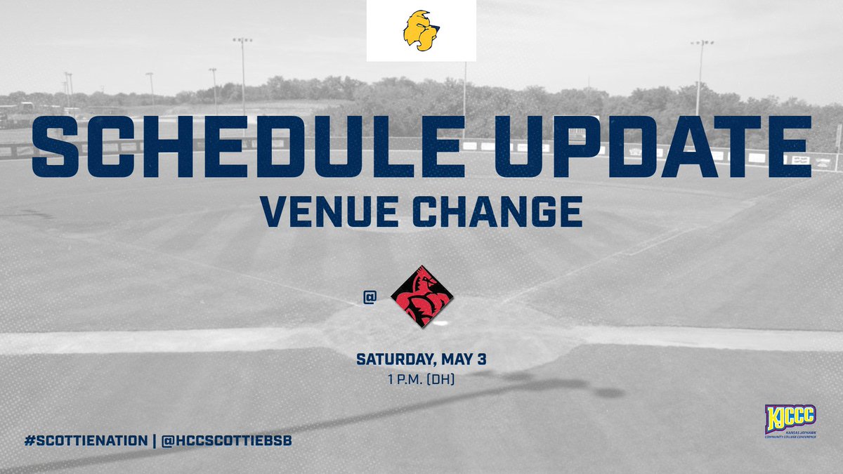 Highland Athletics (@hccscotties) on Twitter photo 🚨VENUE CHANGE🚨
Saturday's regular-season finale for @HCCScottieBSB will now be played in Fort Scott, Kan. First pitch against <a href="/LCCAthletes/">Labette Athletics</a> is set for 1 p.m. at Lions Field. Thanks to <a href="/fsgreyhounds/">Greyhound Athletics</a> for the hospitality!
#ScottieNation 🚨VENUE CHANGE🚨
Saturday's regular-season finale for @HCCScottieBSB will now be played in Fort Scott, Kan. First pitch against <a href="/LCCAthletes/">Labette Athletics</a> is set for 1 p.m. at Lions Field. Thanks to <a href="/fsgreyhounds/">Greyhound Athletics</a> for the hospitality!
#ScottieNation