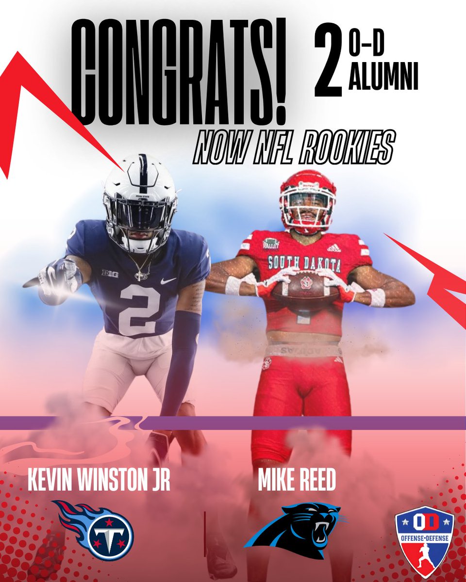 Big congrats to Kevin Winston Jr. and Mike Reid on making it to the NFL! 🏈
From Offense-Defense Camp to the pros — we’re proud to call them O-D Alumni.
The journey’s just getting started. 💪
#ODAlumni #NFL #ODToTheLeague #KevinWinstonJr #MikeReid #ODFootball #RespectTheGrind