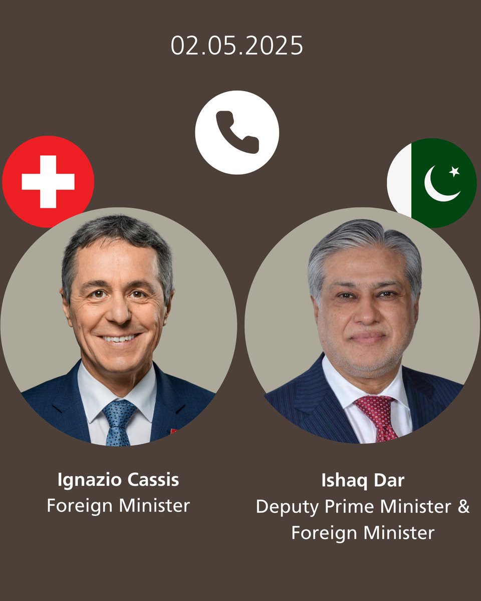 Chef_Komm_Eda's tweet image. À la suite de l’attaque tragique à #Pahalgam, le conseiller fédéral @ignaziocassis s’est entretenu avec ses homologues indien et pakistanais.
Il a réitéré la condamnation de la #Suisse et appelé à la retenue.
La 🇨🇭 est prête à soutenir le dialogue. #GoodOffices