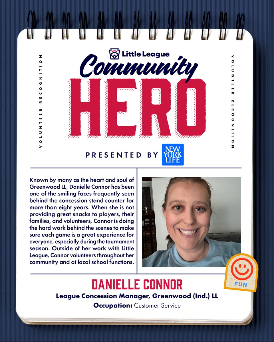 Little League (@littleleague) on Twitter photo Thank you Danielle for your dedication in the concession stands and behind the scenes for Greenwood LL!
#LLCommunityHero x <a href="/NewYorkLife/">New York Life</a> Thank you Danielle for your dedication in the concession stands and behind the scenes for Greenwood LL!
#LLCommunityHero x <a href="/NewYorkLife/">New York Life</a>