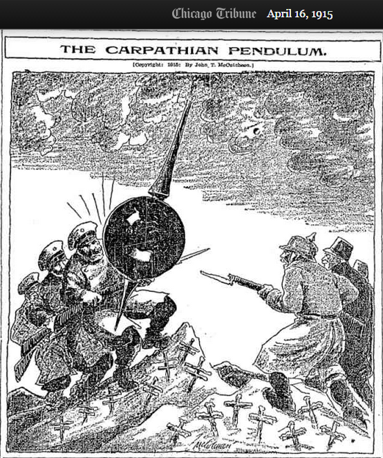 ThisDayInWWI's tweet photo. Chicago Tribune prints these John T. McCutcheon cartoons:

Apr 16 1915 The Carpathian Pendulum swings back and forth

Apr 19 1915 The Money center of the world moves to America

Apr 18 1915 New Tourist Tour after peace is restored https://t.co/Ei7UUEQ6ij
