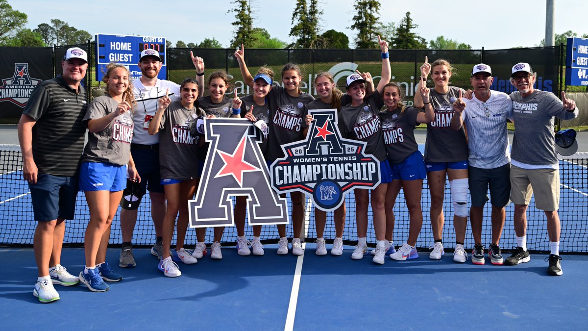 UofMTennis's tweet photo. Your 2025 @American_Conf Women's Tennis Champions 🏆 https://t.co/3wsKILvTNm