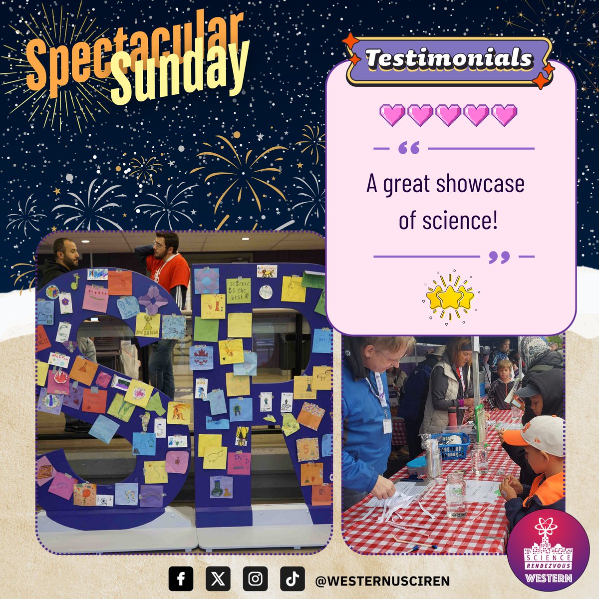 🌟 It’s #SpectacularSunday! 🌟
💬 "A great showcase of science!"

Thank you for being part of the magic! ✨ Get ready to discover even more wonders at this year’s Science Rendezvous on Saturday, May 10th. 🚀💡