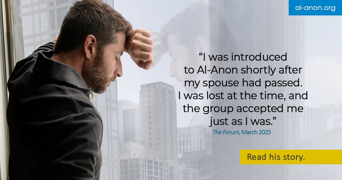 Read his story:

🔹 al-anon.org/blog/a-second-…

#AlAnon #Alateen #AlAnonFamilyGroups #HowAlAnonWorks #FamilyDisease #FamilyRecovery #COA #alcoholism #addiction #12Step #AA #reallife #reallifequotes #mystory #iamnotalone #youarenotalone #mytribe #community #griefquotes