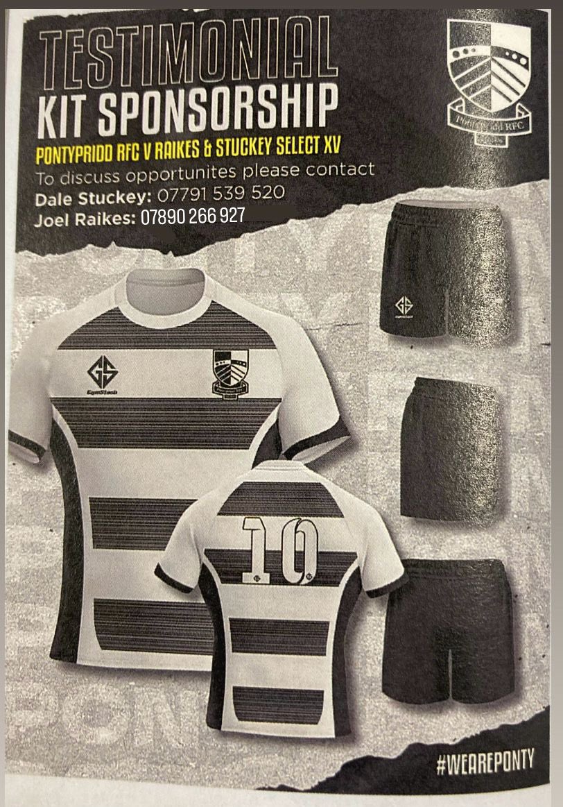 Joel Raikes (@joelraikes) on Twitter photo Would anyone be interested in sponsoring us for our testimonial jerseys. Match will be 14/6/25 <a href="/PontypriddRFC/">Pontypridd RFC</a> vs Raikes & Stuckeyβs Select XV. Please get in touch for further info. Would anyone be interested in sponsoring us for our testimonial jerseys. Match will be 14/6/25 <a href="/PontypriddRFC/">Pontypridd RFC</a> vs Raikes & Stuckeyβs Select XV. Please get in touch for further info.