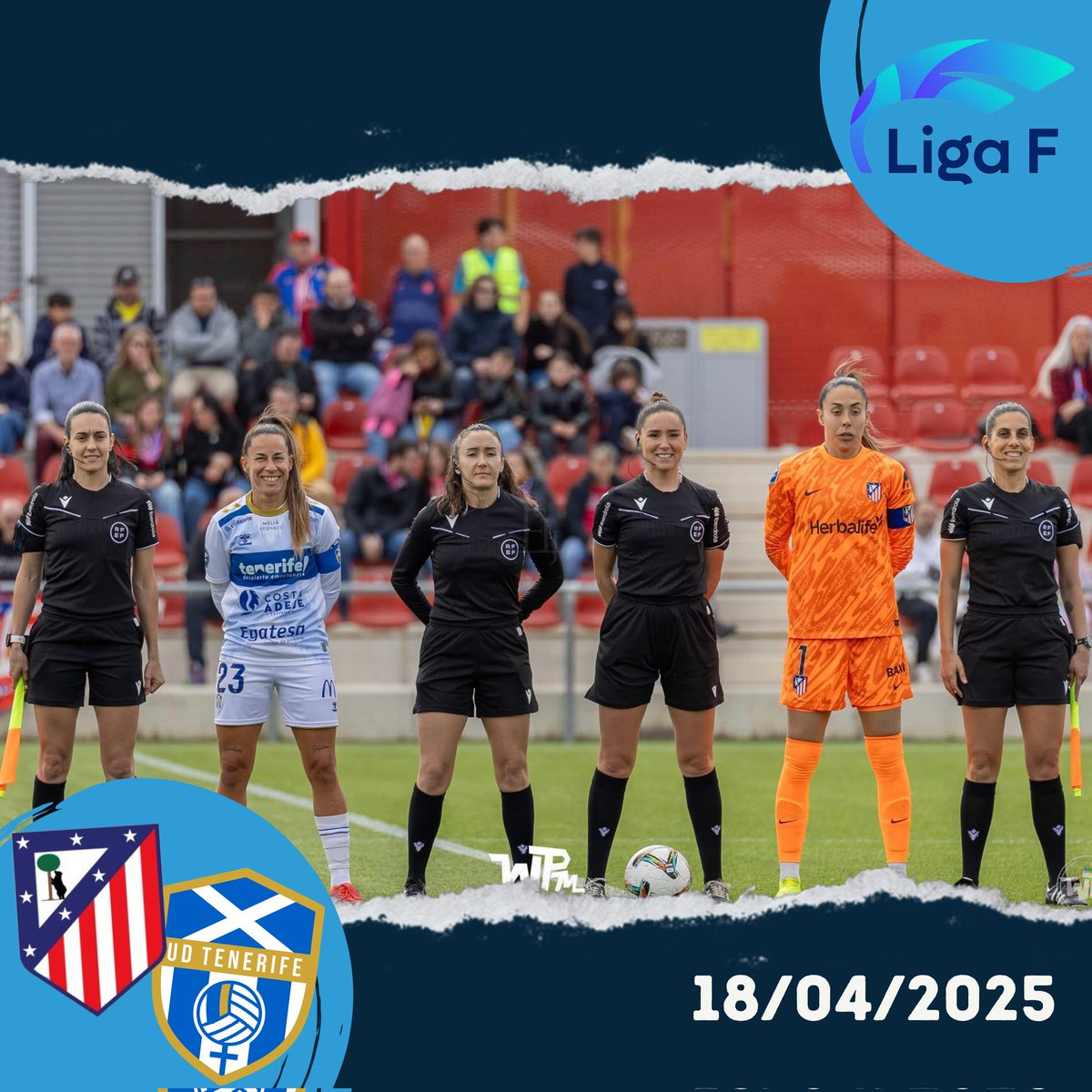 <a href="/LaLiga/">LALIGA</a> <a href="/RCD_Mallorca/">RCD Mallorca</a> <a href="/CDLeganes/">C.D. Leganés</a> <a href="/CTARFEF/">CTA</a> <a href="/futgal/">RFGF</a> <a href="/LigaF_oficial/">Liga F</a> <a href="/AtletiFemenino/">Atlético de Madrid Femenino</a> @UDCATenerife <a href="/iriarg1/">iriarosendo</a> 📸 18 de abril:
🔴 <a href="/AtletiFemenino/">Atlético de Madrid Femenino</a> 
⚪ @UDCATenerife 

#arbitrajeRFEF | <a href="/CTARFEF/">CTA</a>