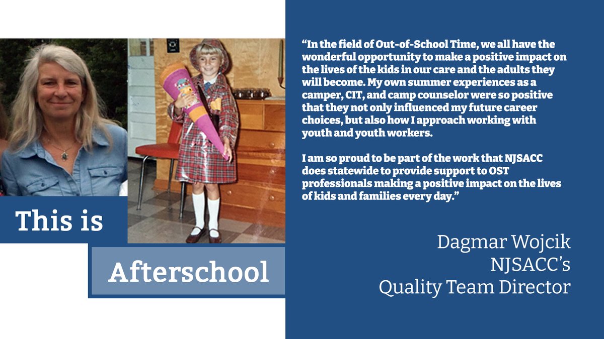 NJSACC's Quality Team Director Dagmar Wojcik

“In the field of Out-of-School Time, we all have the wonderful opportunity to make a positive impact on the lives of the kids in our care and the adults they will become...”

njsacc.org/afterschool-pr…