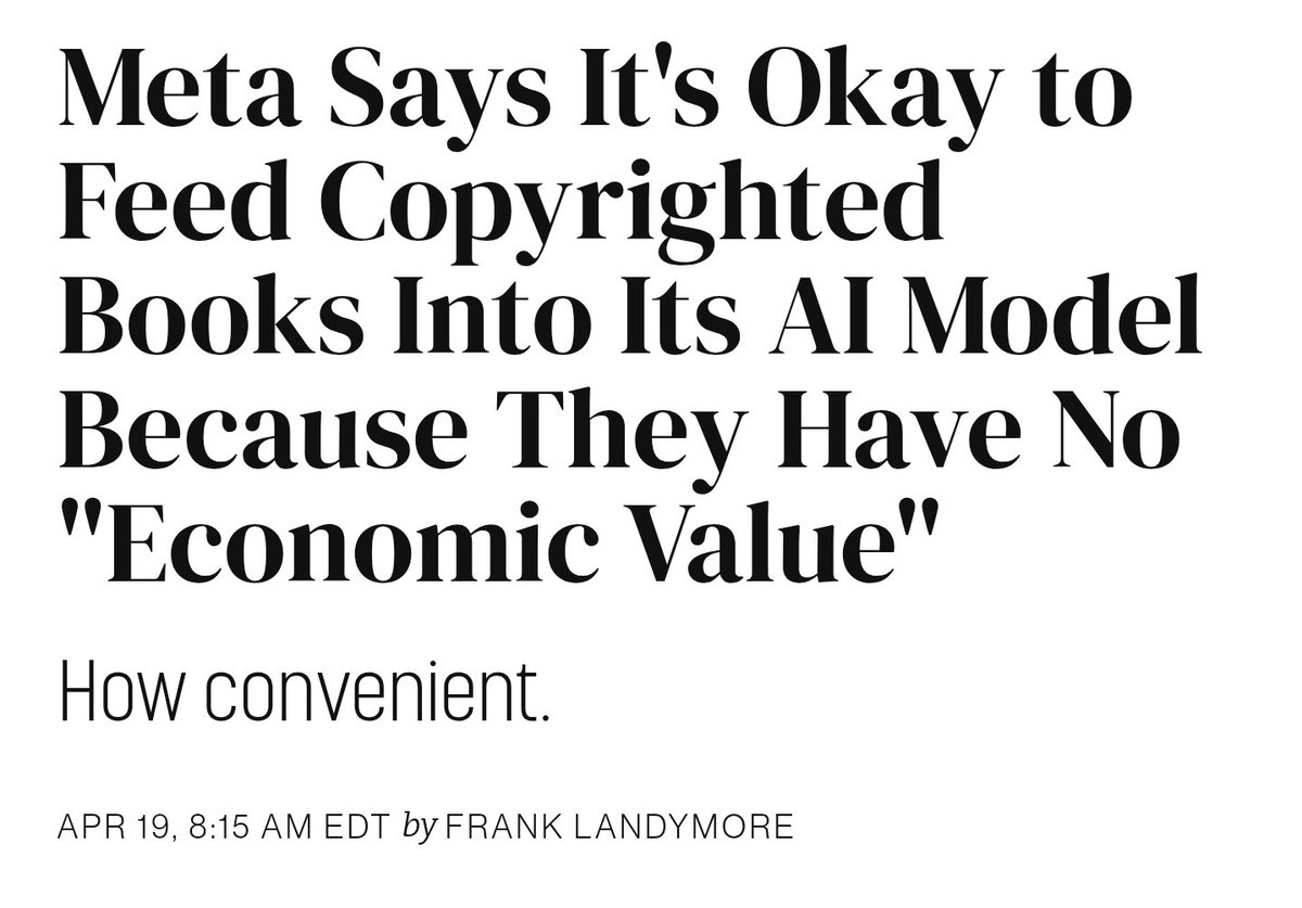 Meta's response to getting caught with their hand in the cookie jar is to declare that the cookies have no value. Books literally have the price printed onto them, if this is the best their defense can come up with, they're cooked.