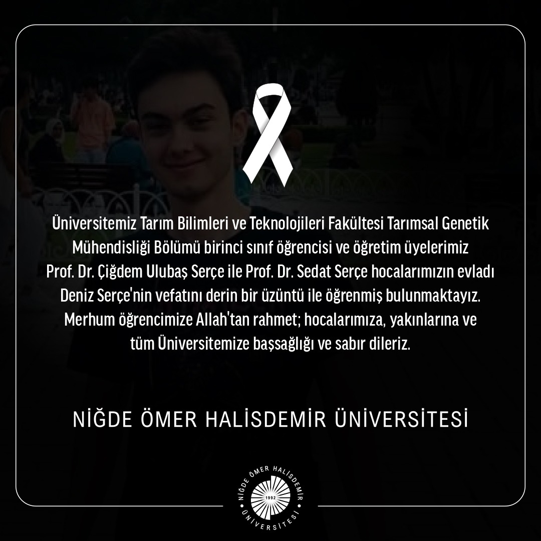 Hasan USLU 🇹🇷 (@drhasanuslu) on Twitter photo Yakalandığı amansız hastalık nedeniyle vefat eden Tarım Bilimleri ve Teknolojileri Fakültemizin öğrencisi ve öğretim üyelerimiz Prof. Dr. Çiğdem Ulubaş Serçe ile Prof. Dr. Sedat Serçe'nin evlatları Deniz Serçe'ye Allah'tan rahmet; hocalarımıza, Üniversitemize başsağlığı dilerim. Yakalandığı amansız hastalık nedeniyle vefat eden Tarım Bilimleri ve Teknolojileri Fakültemizin öğrencisi ve öğretim üyelerimiz Prof. Dr. Çiğdem Ulubaş Serçe ile Prof. Dr. Sedat Serçe'nin evlatları Deniz Serçe'ye Allah'tan rahmet; hocalarımıza, Üniversitemize başsağlığı dilerim.