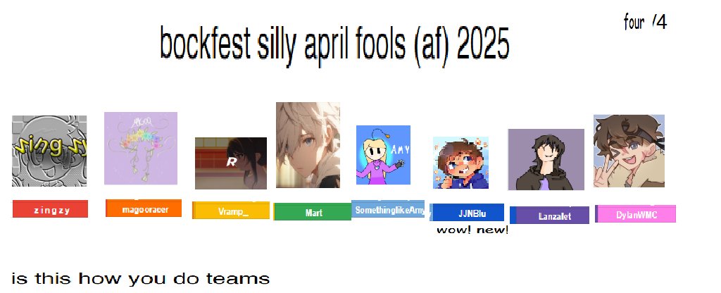 BlockFest (@blockfestmc) on Twitter photo the sillies have been revealed
<a href="/Z1ngzy/">Zingzy</a> <a href="/magooracer/">magoo !! 🌼💐🌸</a> <a href="/Vrampage217/">Vramp_</a> <a href="/sleepyxq/">yxmart</a> <a href="/SmthlikeAmy/">SomethinglikeAmy</a> <a href="/JJNBlu/">JJNBlu💜💙</a> <a href="/TheLanzalet/">TheLanzalet</a> <a href="/DylanWood2467/">DylanWMC #TwitchSMP</a> the sillies have been revealed
<a href="/Z1ngzy/">Zingzy</a> <a href="/magooracer/">magoo !! 🌼💐🌸</a> <a href="/Vrampage217/">Vramp_</a> <a href="/sleepyxq/">yxmart</a> <a href="/SmthlikeAmy/">SomethinglikeAmy</a> <a href="/JJNBlu/">JJNBlu💜💙</a> <a href="/TheLanzalet/">TheLanzalet</a> <a href="/DylanWood2467/">DylanWMC #TwitchSMP</a>