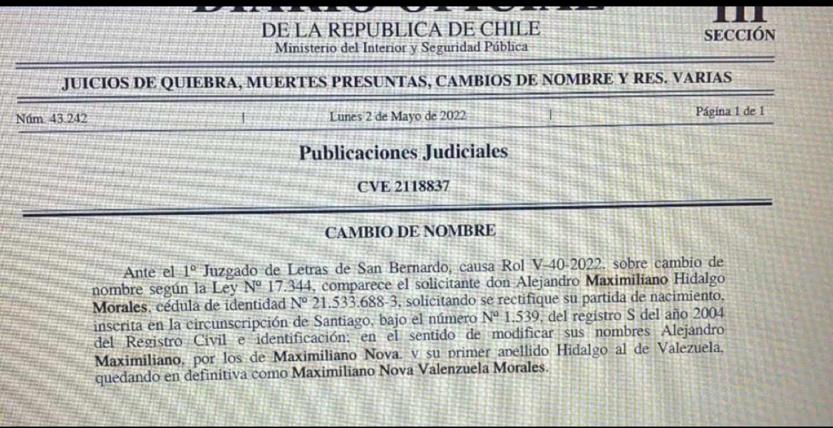 kyarameru_note's tweet photo. No solamente se cambió el nombre artístico si no también legalmente hizo un cambio de nombre en 2022 pasando de Alejandro Maximiliano Hidalgo Morales a Maximiliano Nova Valenzuela Morales #maxvalenzuela #nova #strangehuman #katteyes #chile https://t.co/3JVlQ7bHWc