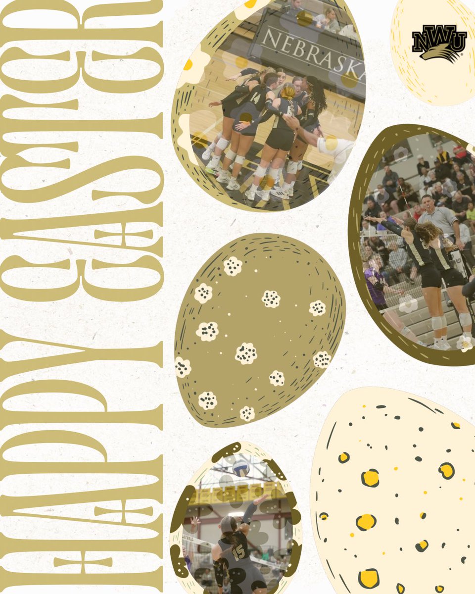 Happy Easter from our NWU volleyball family to yours! 🐣💛💐#pwolfnation #easter