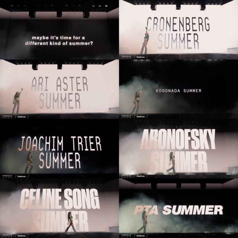 Charli XCX probó que es la usuario de letterboxd más real en su último set de Coachella, declarando que este verano será de David Cronenberg, Ari Aster, Kogonada, Joachim Trier, Darren Aronofsky y Celine Song.

La reina suprema de los cinéfilos.