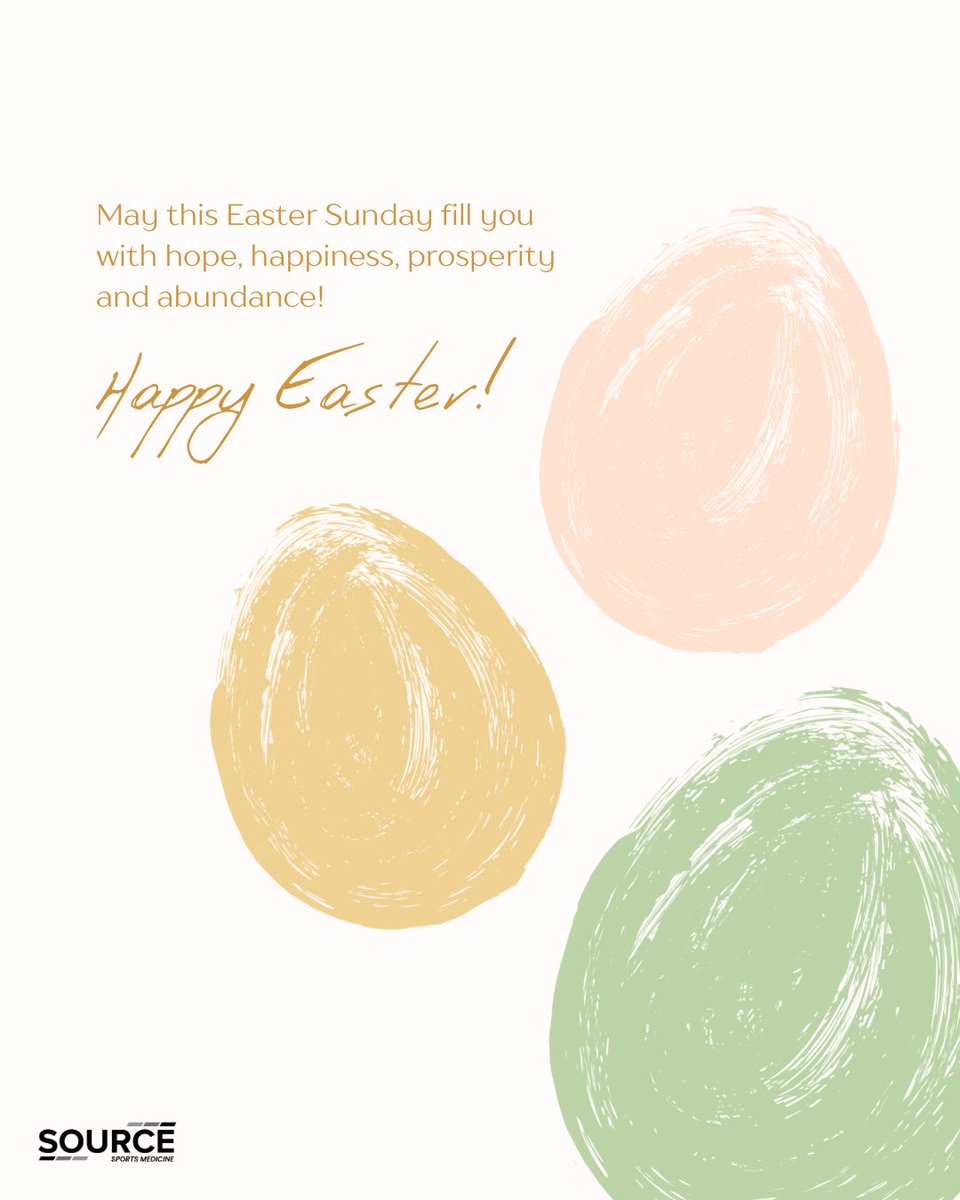 This Easter, we wish you a season filled with hope, renewal, and prosperity.
From all of us at Source Sports Medicine — Happy Easter.
#HappyEaster #EasterSunday #SourceSportsMedicine