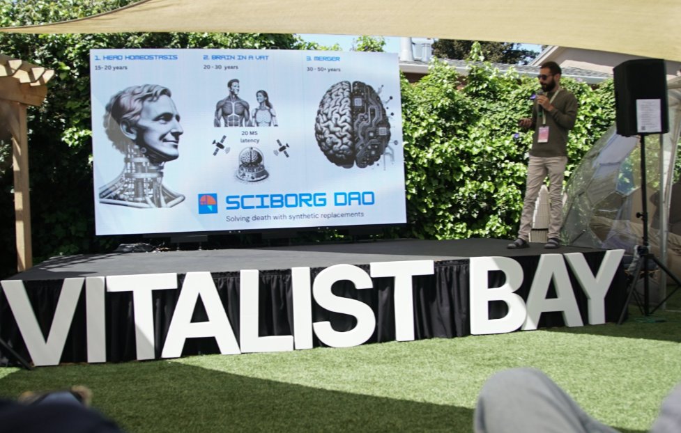sciborg_dao's tweet image. Yesterday at @VitalistBay DeSci & Network States conference, we gave a talk on how cyborgization could unlock radical life extension!
With @daohydra , @cryodao , @ErectusDAO , @PeptideDAO , @endrarediseases , @bio_hacker_dao , @JellyfishDAO , @HairDAO_ , @GeniusDAO_, @CityOfViva…