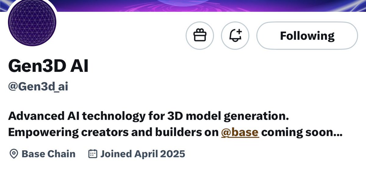 itachi_r3birth's tweet photo. Imagine generating entire 3D worlds in seconds. @Gen3d_ai
No code. No limits. Just pure AI power.
Gen3D AI is unlocking a new era for creators on @base where your imagination becomes reality.
The revolution begins soon.
#AI #3DModeling #BaseChain #Gen3D #FutureIsNow https://t.co/pOLivYe5iy