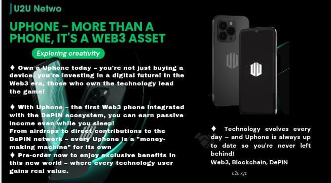 bobby_blaq_02's tweet photo. 📱 The uPhone isn’t just a device it’s your gateway to passive income, DePIN power, and full Web3 access. Own the future, one tap at a time! 💡 #uPhone #Web3Asset #DePIN #BlockchainTech #U2UNetwork
https://t.co/ES7VFA6AQC https://t.co/Lt2W51SRKr