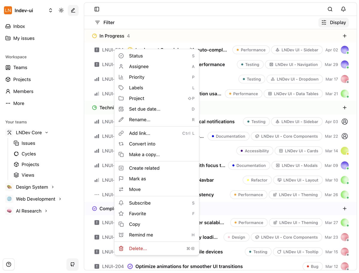 ln_dev7's tweet image. Open-source template for your management projects. Built with @shadcn and @linear 's design.   

GitHub : github.com/ln-dev7/circle