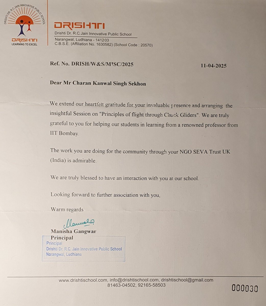 Our team <a href="/SEVATrustIndia/">SEVA Trust UK (India) Official Account</a> pleased to organise a scientific talk on 'Principles of Flight' by Prof RK Pant from IIT Bombay. Thx to Prof for his visit &amp; Thx to Drishti School for a letter of appreciation. We will continue to support children from rural communities
#educationforall
