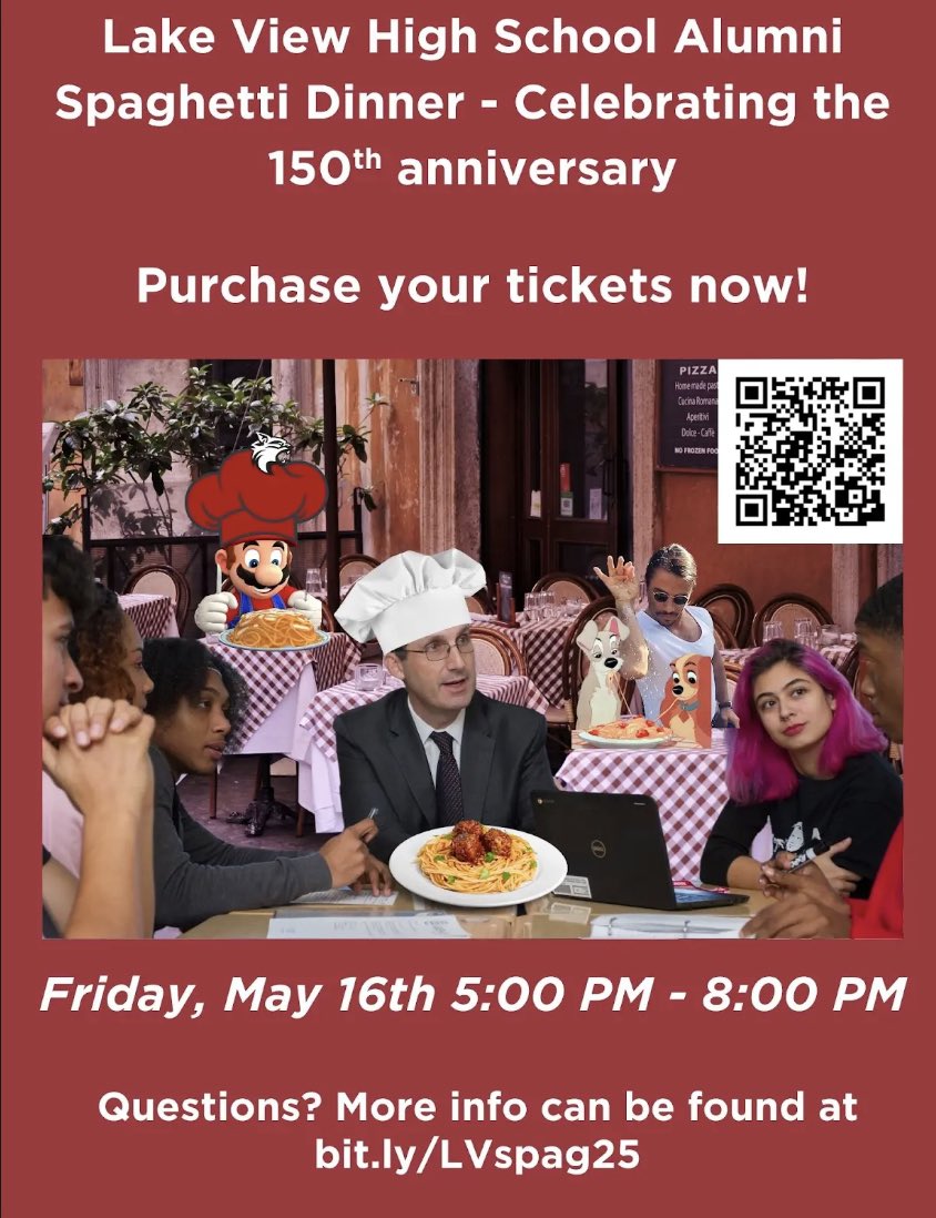 #LVWildcats Alumni!!!! To celebrate the 150th Anniversary of our school, we are bringing back the alumni spaghetti dinner!🍝 Alumni, please join us for some dinner and fun on Friday, May 16 at 6pm. Details can be found on our website and on the flyer.