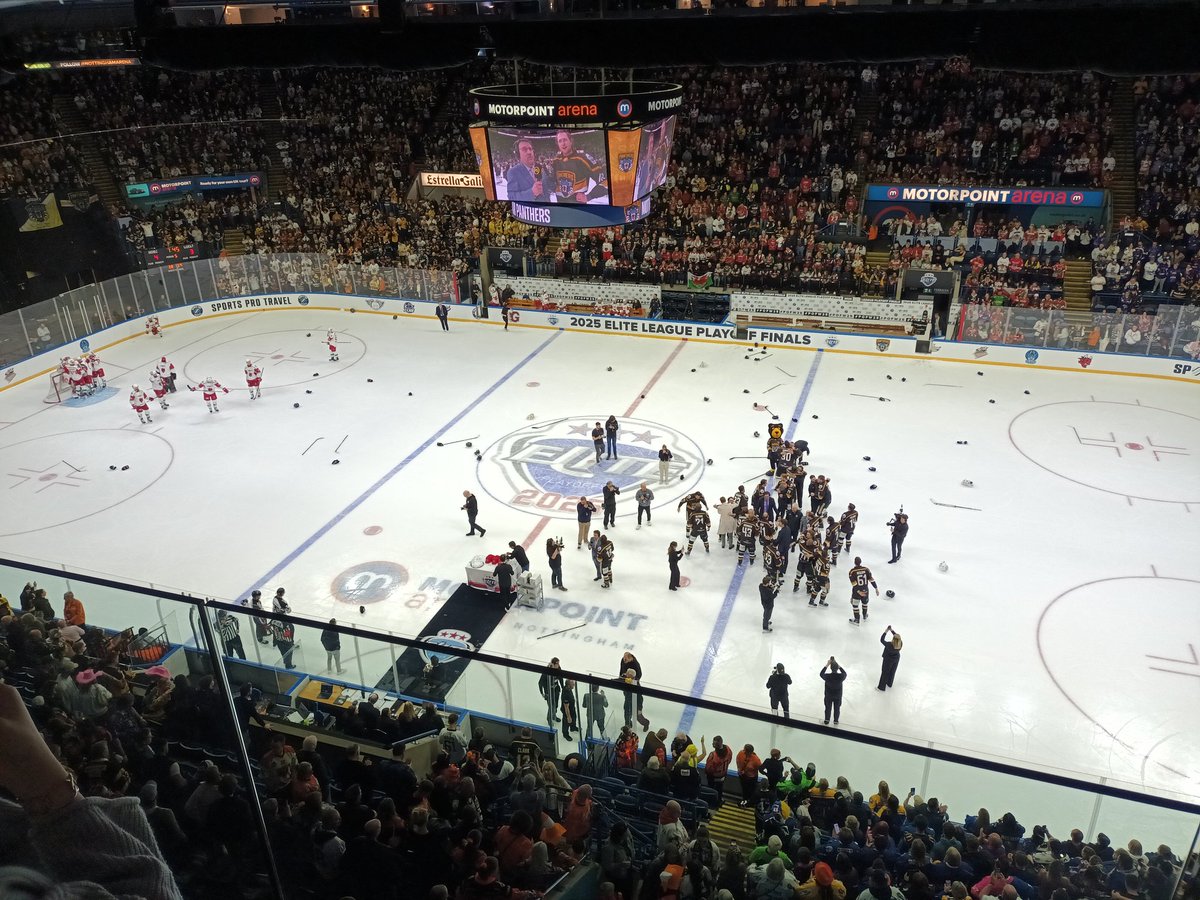 Adam McKendry (@admckendry) on Twitter photo What a finish.
What a game.
Congratulations to the <a href="/PanthersIHC/">The Nottingham Panthers</a>, deserved Play-Off champions! What a finish.
What a game.
Congratulations to the <a href="/PanthersIHC/">The Nottingham Panthers</a>, deserved Play-Off champions!