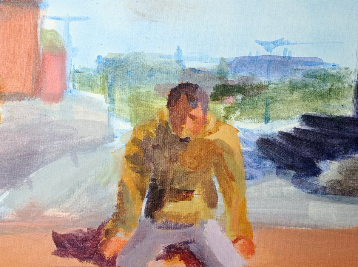 GreenMapet's tweet photo. Obraz z bezdomnym  namalowany na Starówce w Warszawie w zeszłym roku./

A painting with a homeless man painted in Warsaw Old Town, last year.

B2, canvas board, acrylic paint 

#acrylicpainting #painting #impressionism https://t.co/cK74jOF0vv
