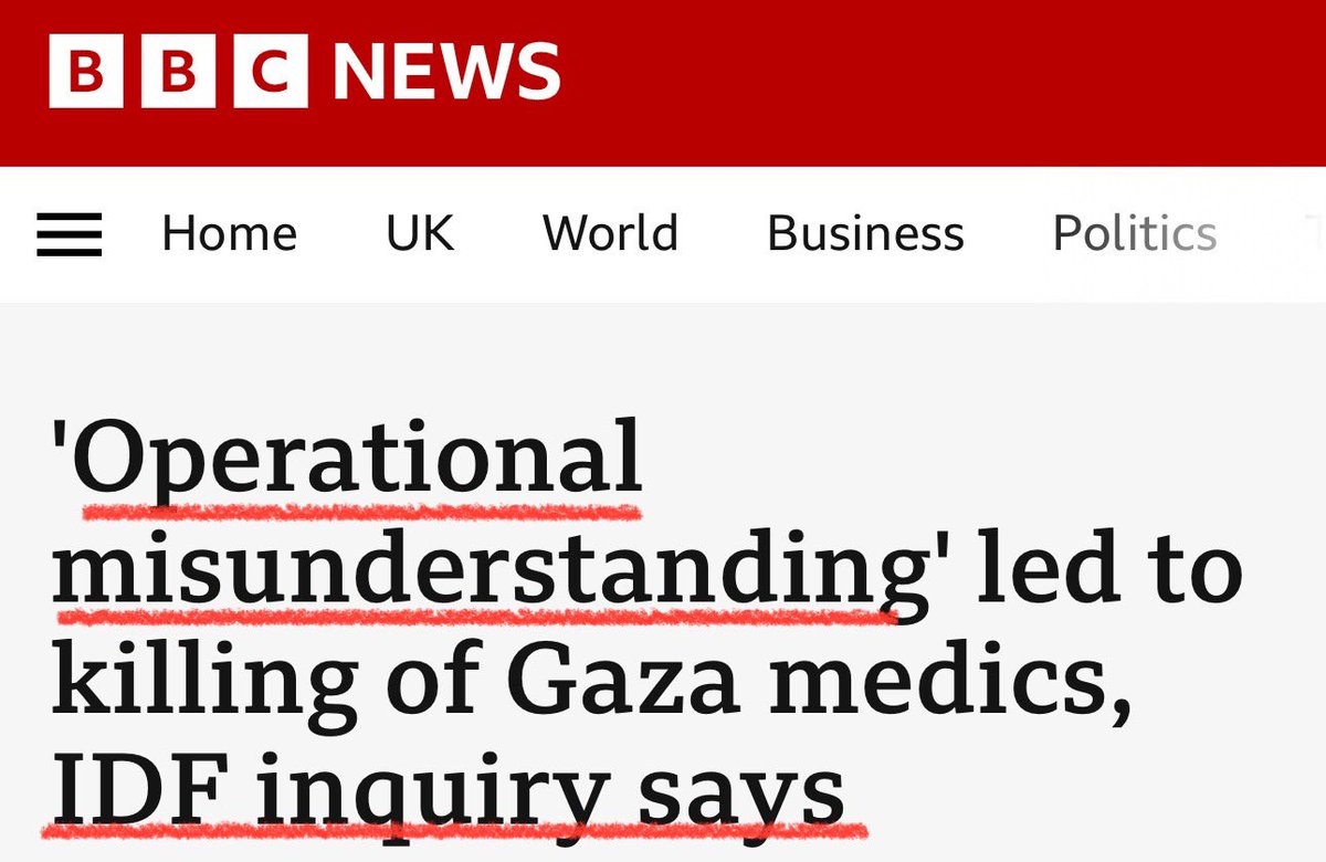 AssalRad's tweet image. Look how Western media presents the statements of a military that is currently committing genocide and repeatedly lied about this specific horrific war crime.

“Israel says” is not journalism, they’re helping to coverup the deliberate slaughter of Palestinian MEDICS.